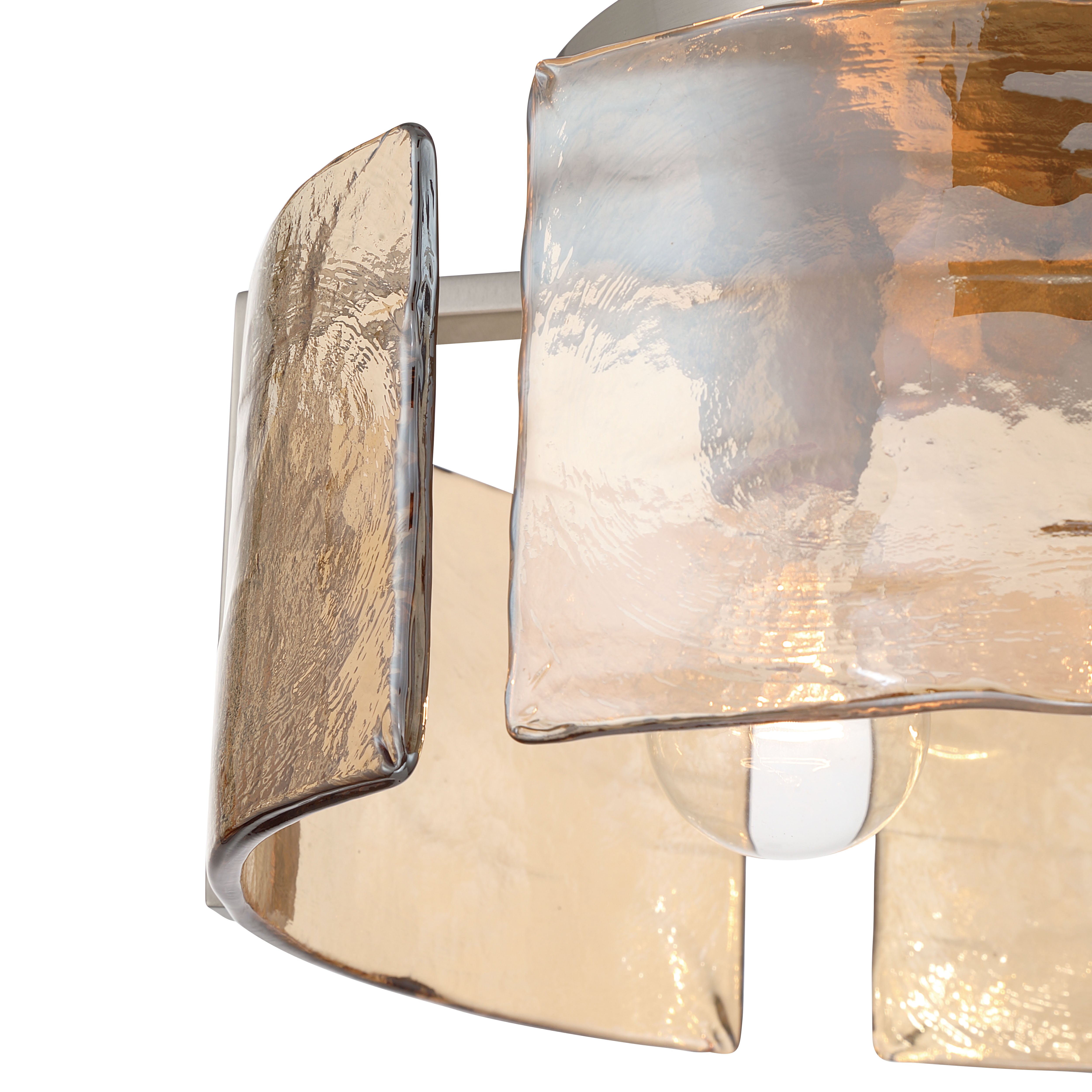 Aenon 3-light Flush Mount in Pewter with Amber Water Glass - - Golden Lighting
