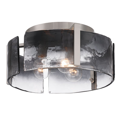 Aenon 3-light Flush Mount in Pewter with Smokey Water Glass - - Golden Lighting