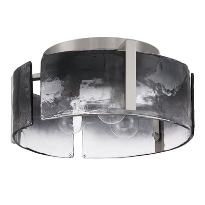 Aenon 3-light Flush Mount in Pewter with Smokey Water Glass - - Golden Lighting
