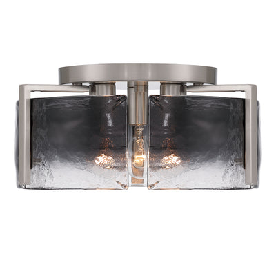 Aenon 3-light Flush Mount in Pewter with Smokey Water Glass - - Golden Lighting