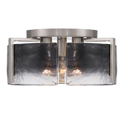 Aenon 3-light Flush Mount in Pewter with Smokey Water Glass - - Golden Lighting