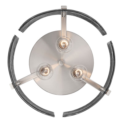 Aenon 3-light Flush Mount in Pewter with Smokey Water Glass - - Golden Lighting