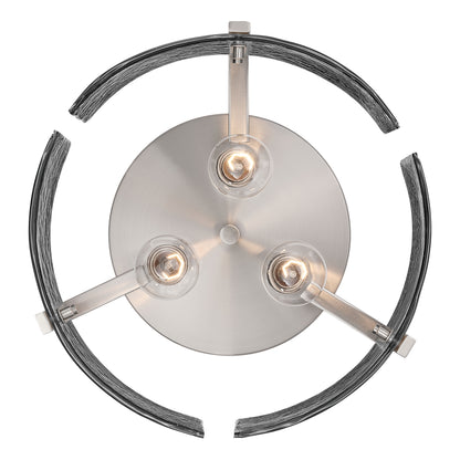 Aenon 3-light Flush Mount in Pewter with Smokey Water Glass - - Golden Lighting