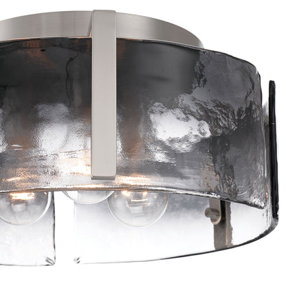 Aenon 3-light Flush Mount in Pewter with Smokey Water Glass - - Golden Lighting