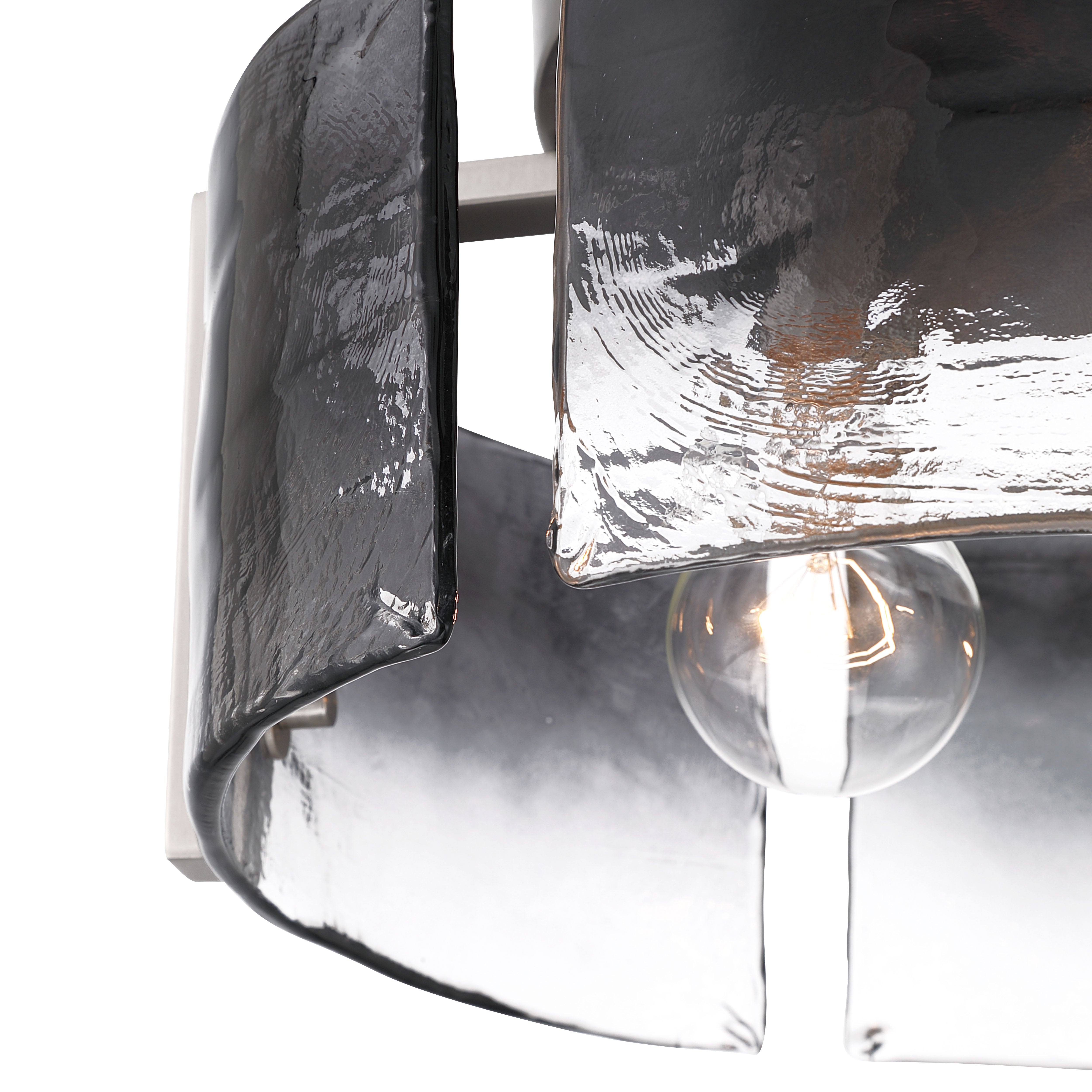 Aenon 3-light Flush Mount in Pewter with Smokey Water Glass - - Golden Lighting