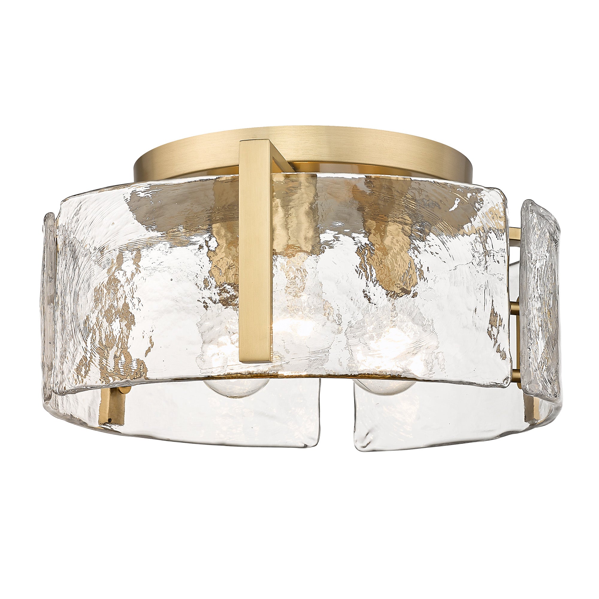 Yep by Golden Lighting Aenon 3-light Flush Mount in Brushed Champagne Brass