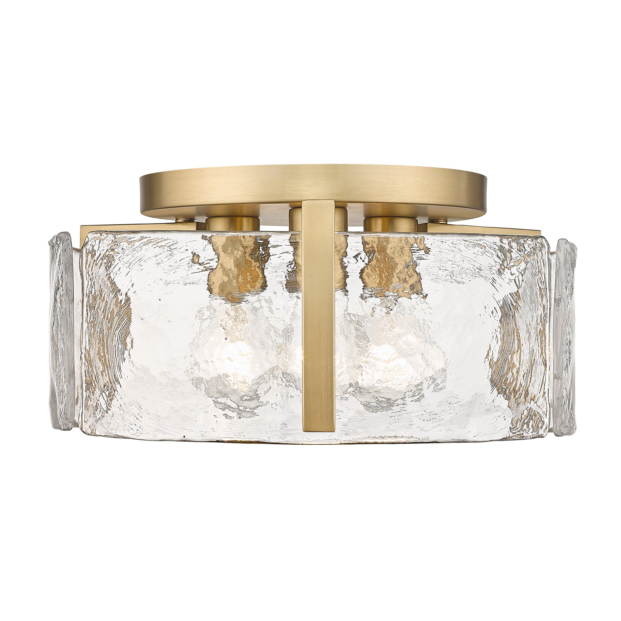 Yep by Golden Lighting Aenon 3-light Flush Mount in Brushed Champagne Brass - - Golden Lighting