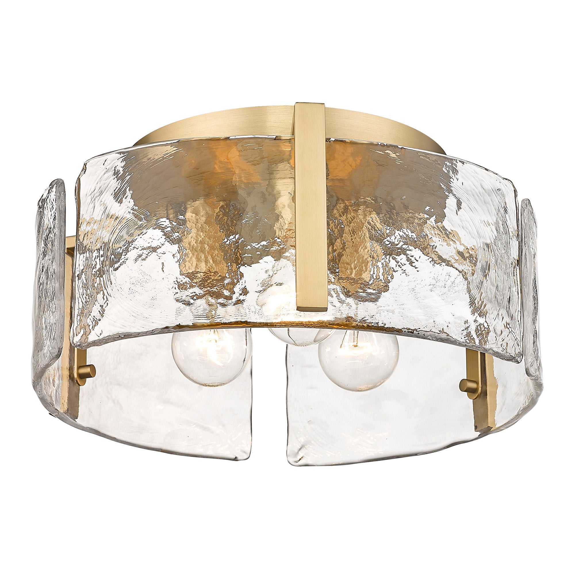 Yep by Golden Lighting Aenon 3-light Flush Mount in Brushed Champagne Brass - - Golden Lighting