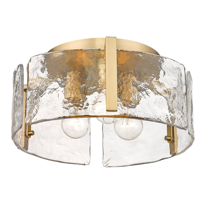Aenon 3-light Flush Mount in Brushed Champagne Brass - - Golden Lighting