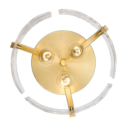 Aenon 3-light Flush Mount in Brushed Champagne Brass - - Golden Lighting