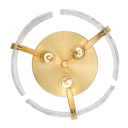 Aenon 3-light Flush Mount in Brushed Champagne Brass - - Golden Lighting