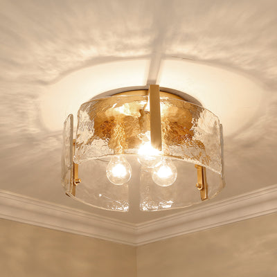 Aenon 3-light Flush Mount in Brushed Champagne Brass - - Golden Lighting