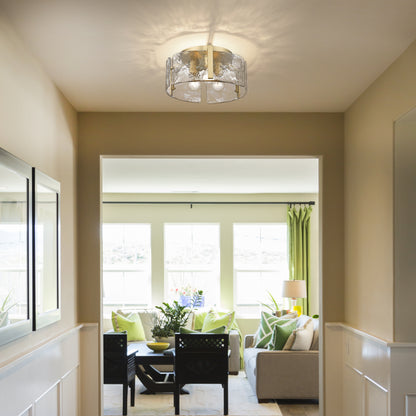 Yep by Golden Lighting Aenon 3-light Flush Mount in Brushed Champagne Brass
