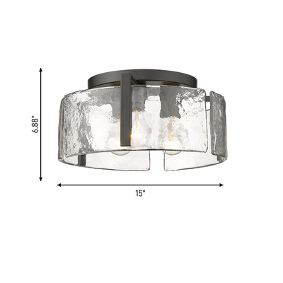 Aenon 3-light Flush Mount in Matte Black, dimensions diagram - Golden Lighting