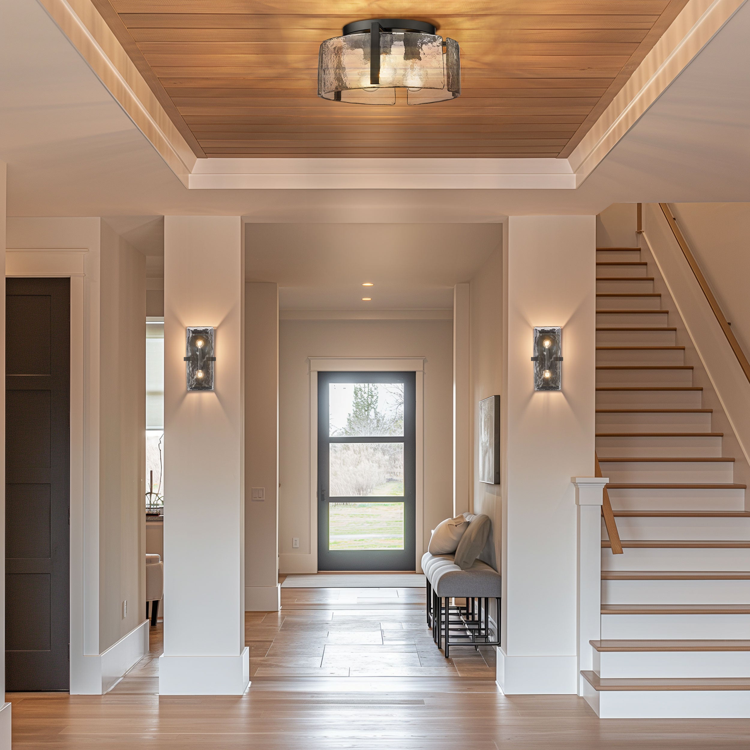 Yep by Golden Lighting Aenon 3-light Flush Mount in Matte Black