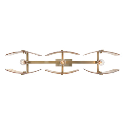 Aenon 3-light Island Light in Brushed Champagne Brass with Amber Water Glass - - Golden Lighting