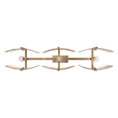 Aenon 3-light Island Light in Brushed Champagne Brass with Amber Water Glass - - Golden Lighting