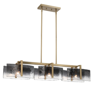 Yep by Golden Lighting Aenon 3-light Island Light in Brushed Champagne Brass with Smokey Water Glass - - Golden Lighting