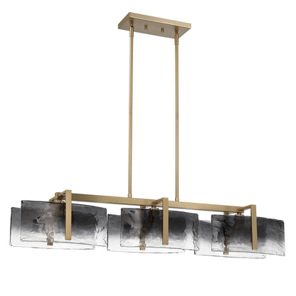 Yep by Golden Lighting Aenon 3-light Island Light in Brushed Champagne Brass with Smokey Water Glass - - Golden Lighting