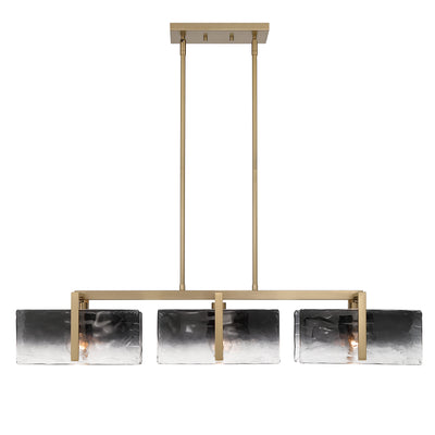 Yep by Golden Lighting Aenon 3-light Island Light in Brushed Champagne Brass with Smokey Water Glass - - Golden Lighting