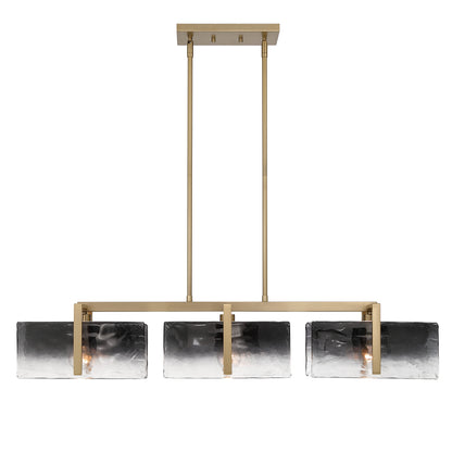 Yep by Golden Lighting Aenon 3-light Island Light in Brushed Champagne Brass with Smokey Water Glass - - Golden Lighting