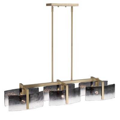 Yep by Golden Lighting Aenon 3-light Island Light in Brushed Champagne Brass with Smokey Water Glass - - Golden Lighting
