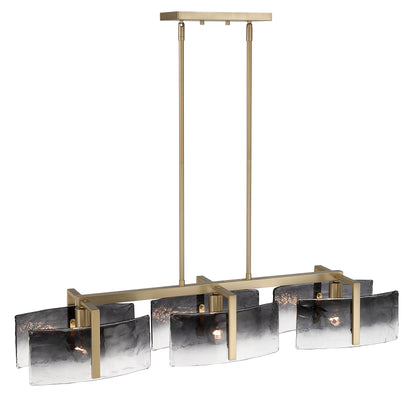 Yep by Golden Lighting Aenon 3-light Island Light in Brushed Champagne Brass with Smokey Water Glass - - Golden Lighting