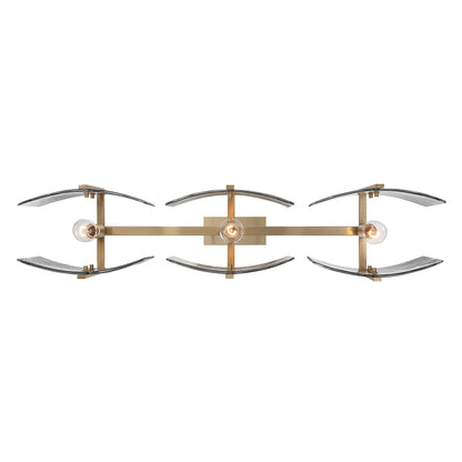 Yep by Golden Lighting Aenon 3-light Island Light in Brushed Champagne Brass with Smokey Water Glass - - Golden Lighting