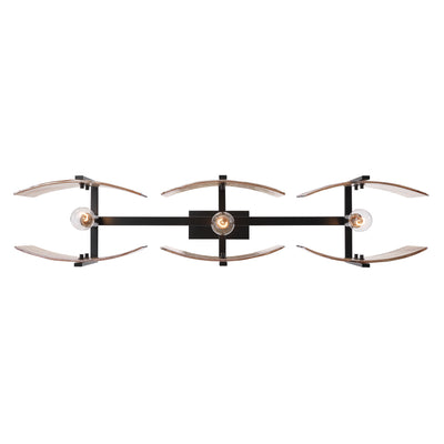 Aenon 3-light Island Light in Matte Black with Amber Water Glass - - Golden Lighting