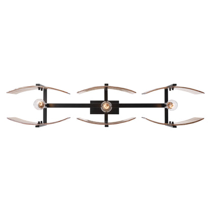Aenon 3-light Island Light in Matte Black with Amber Water Glass - - Golden Lighting
