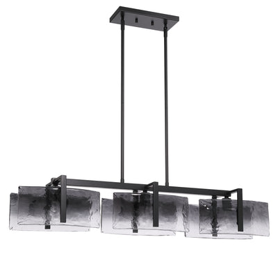 Aenon 3-light Island Light in Matte Black with Smokey Water Glass - - Golden Lighting