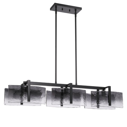Aenon 3-light Island Light in Matte Black with Smokey Water Glass - - Golden Lighting
