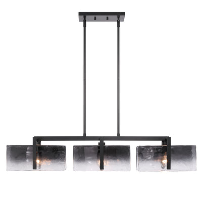 Aenon 3-light Island Light in Matte Black with Smokey Water Glass - - Golden Lighting