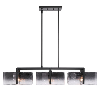 Aenon 3-light Island Light in Matte Black with Smokey Water Glass - - Golden Lighting