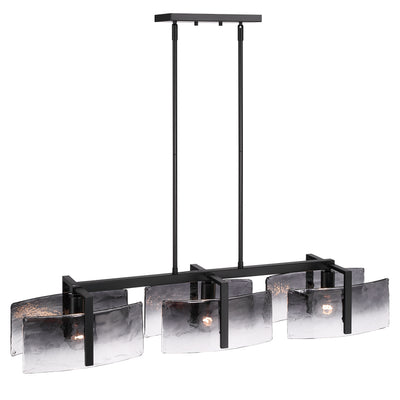 Aenon 3-light Island Light in Matte Black with Smokey Water Glass - - Golden Lighting