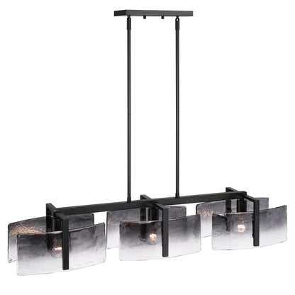 Aenon 3-light Island Light in Matte Black with Smokey Water Glass - - Golden Lighting