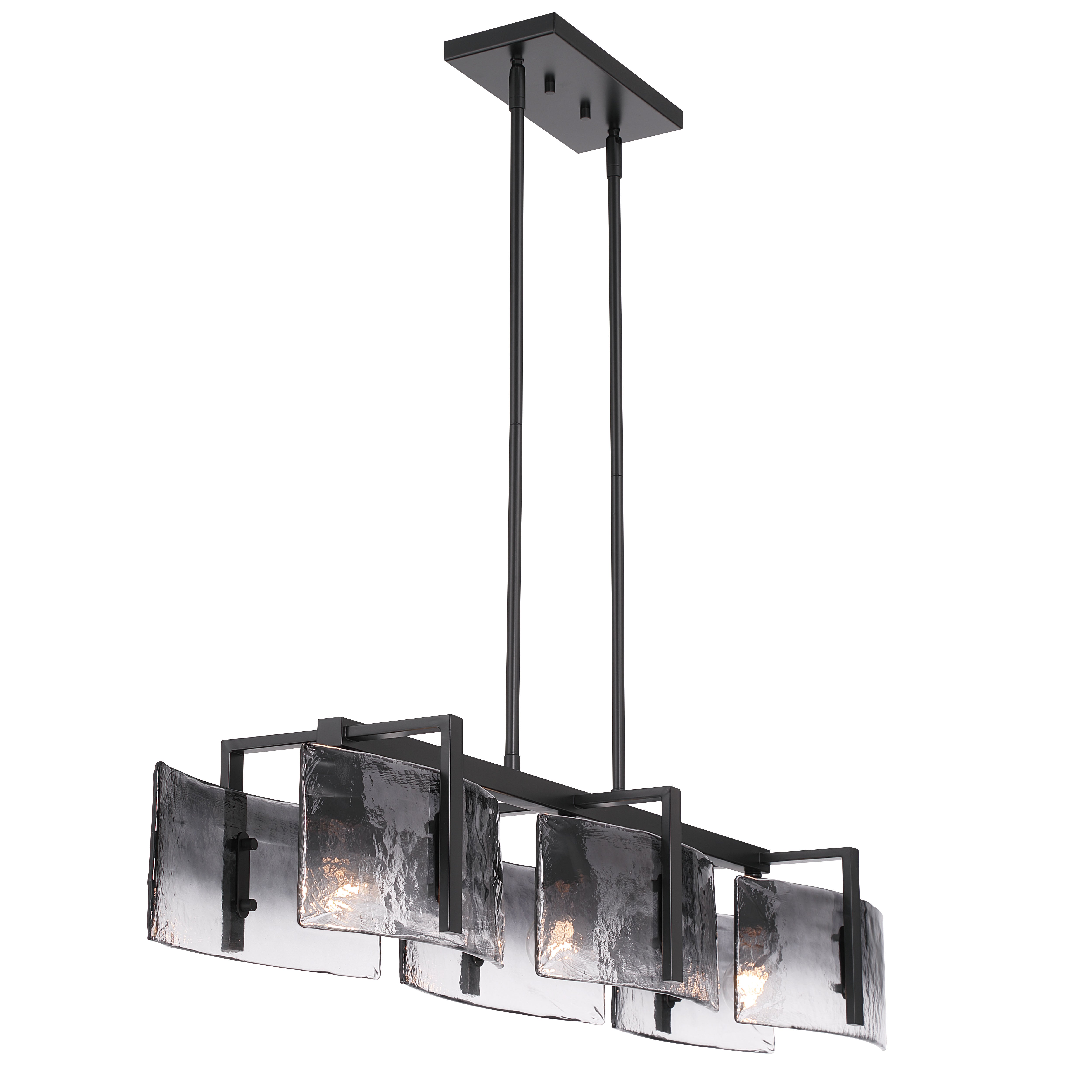 Aenon 3-light Island Light in Matte Black with Smokey Water Glass - - Golden Lighting