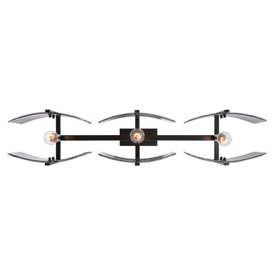 Aenon 3-light Island Light in Matte Black with Smokey Water Glass - - Golden Lighting