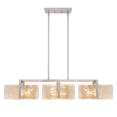 Aenon 3-light Island Light in Pewter with Amber Water Glass - - Golden Lighting