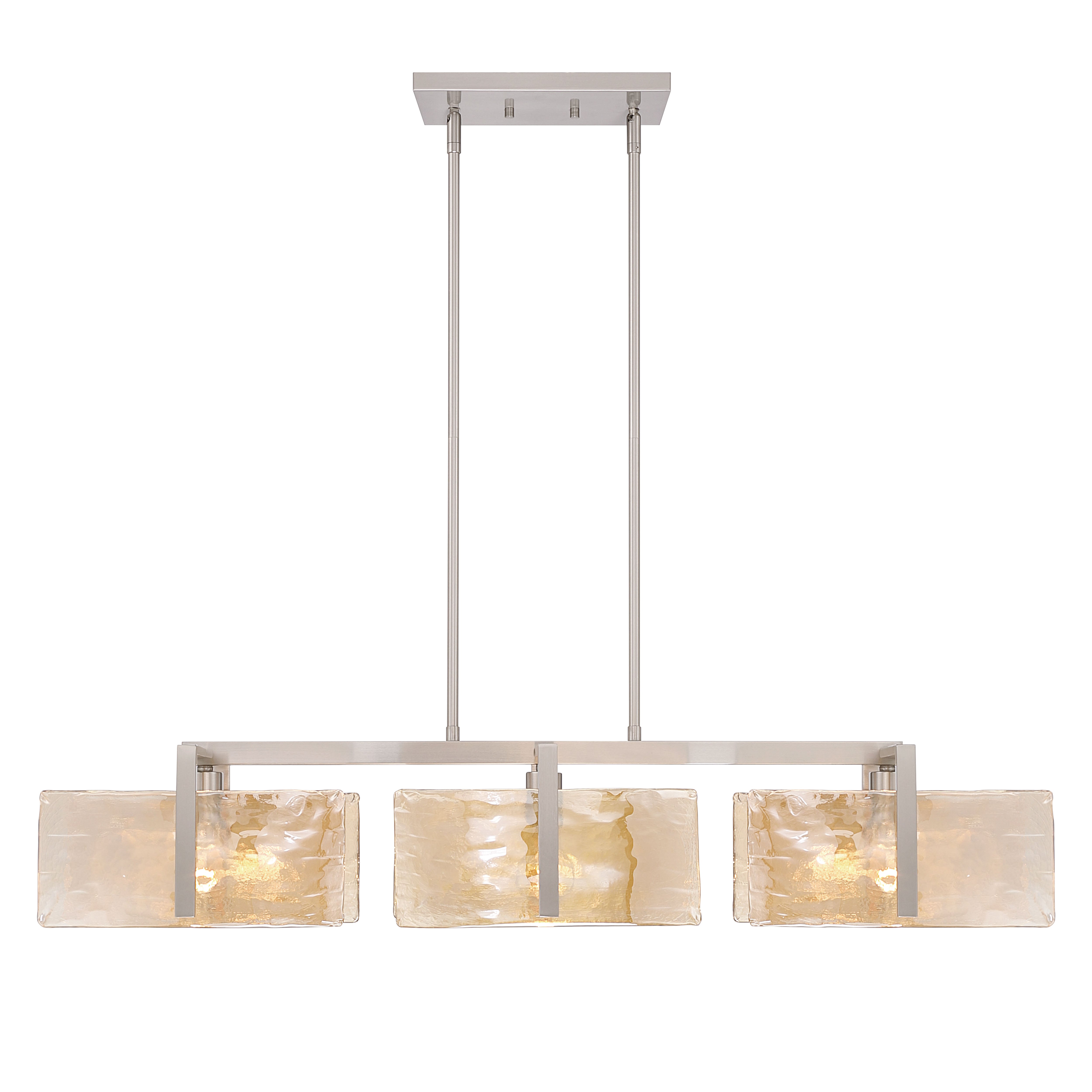 Aenon 3-light Island Light in Pewter with Amber Water Glass - - Golden Lighting