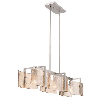 Aenon 3-light Island Light in Pewter with Amber Water Glass - - Golden Lighting