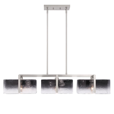 Aenon 3-light Island Light in Pewter with Smokey Water Glass - - Golden Lighting