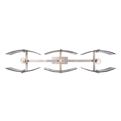 Aenon 3-light Island Light in Pewter with Smokey Water Glass - - Golden Lighting