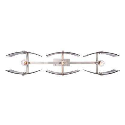 Aenon 3-light Island Light in Pewter with Smokey Water Glass - - Golden Lighting