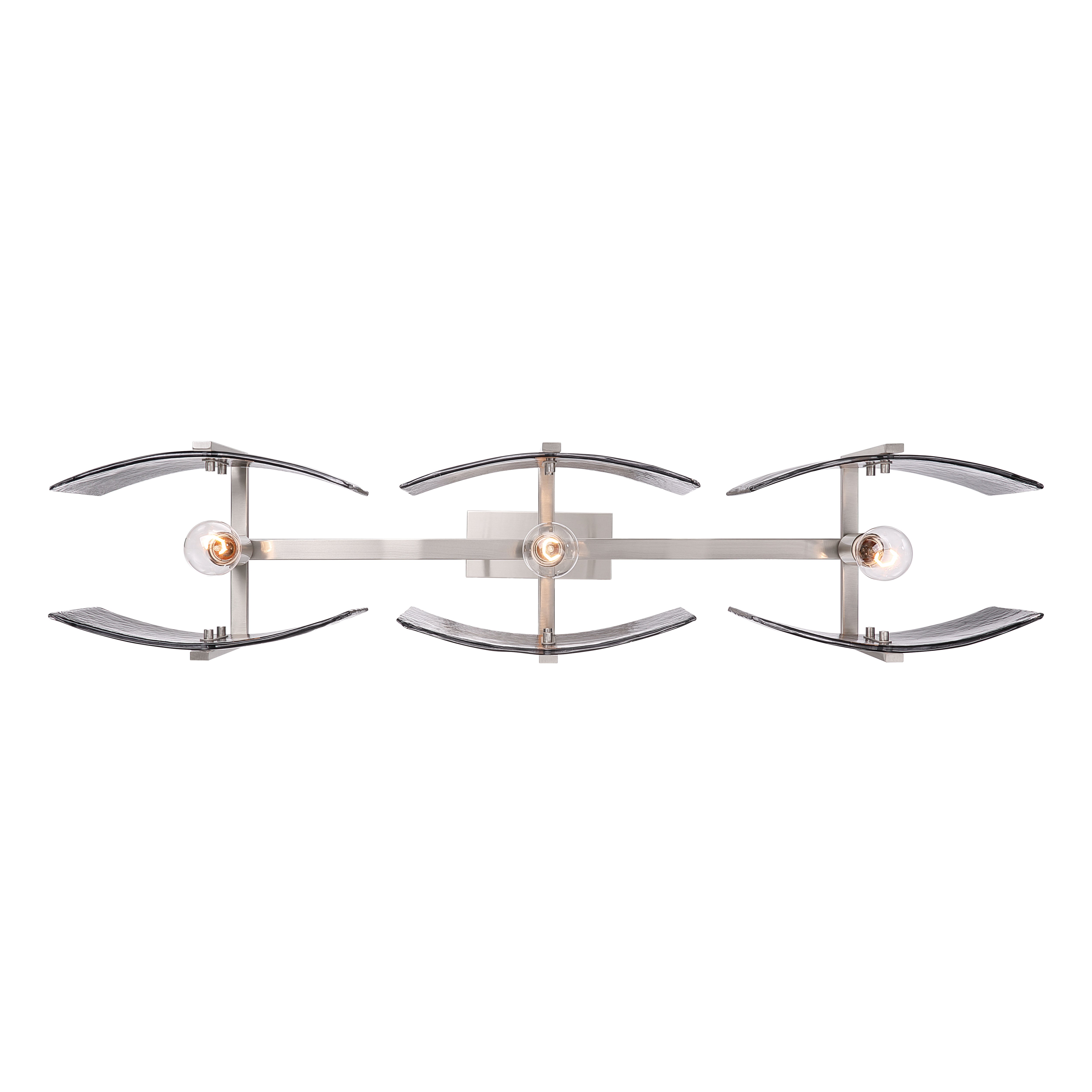 Aenon 3-light Island Light in Pewter with Smokey Water Glass - - Golden Lighting