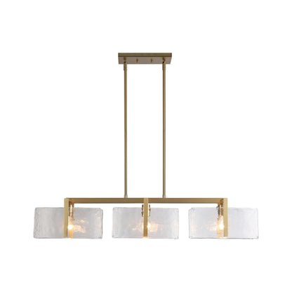 Aenon Linear Pendant in Brushed Champagne Bronze with Hammered Water Glass - Brushed Champagne Bronze / Hammered Water Glass / Clear - Golden Lighting