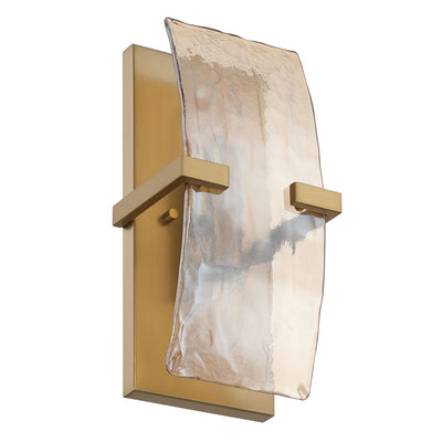 Aenon 2-light Wall Sconce in Brushed Champagne Brass with Amber Water Glass - - Golden Lighting