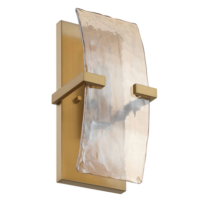 Aenon 2-light Wall Sconce in Brushed Champagne Brass with Amber Water Glass - - Golden Lighting
