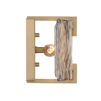 Aenon 2-light Wall Sconce in Brushed Champagne Brass with Amber Water Glass - - Golden Lighting