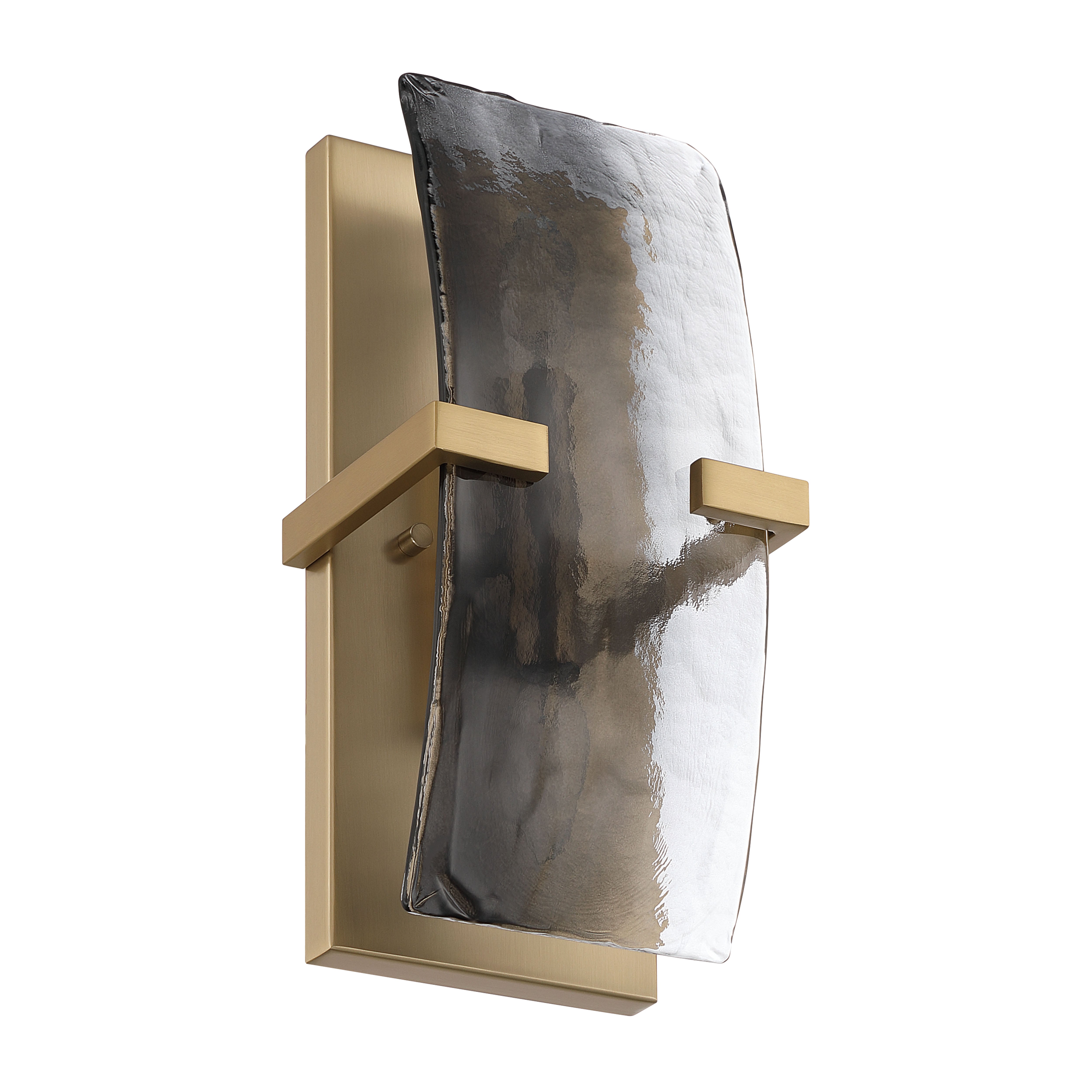 Aenon 2-light Wall Sconce in Brushed Champagne Brass with Smokey Water Glass - - Golden Lighting